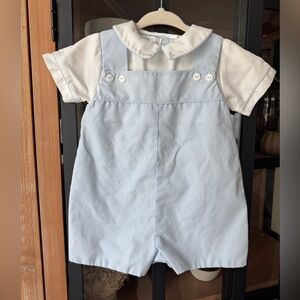 Petit Ami Baby boy jonjon heirloom outfit matching set collar romper embroidered